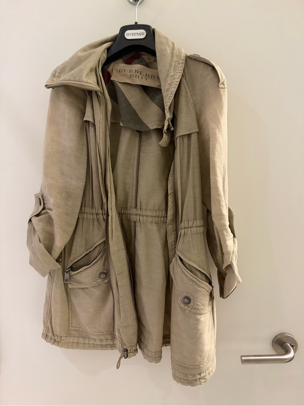 Burberry Brit Women Tan Cotton Drawstring Field Jacket